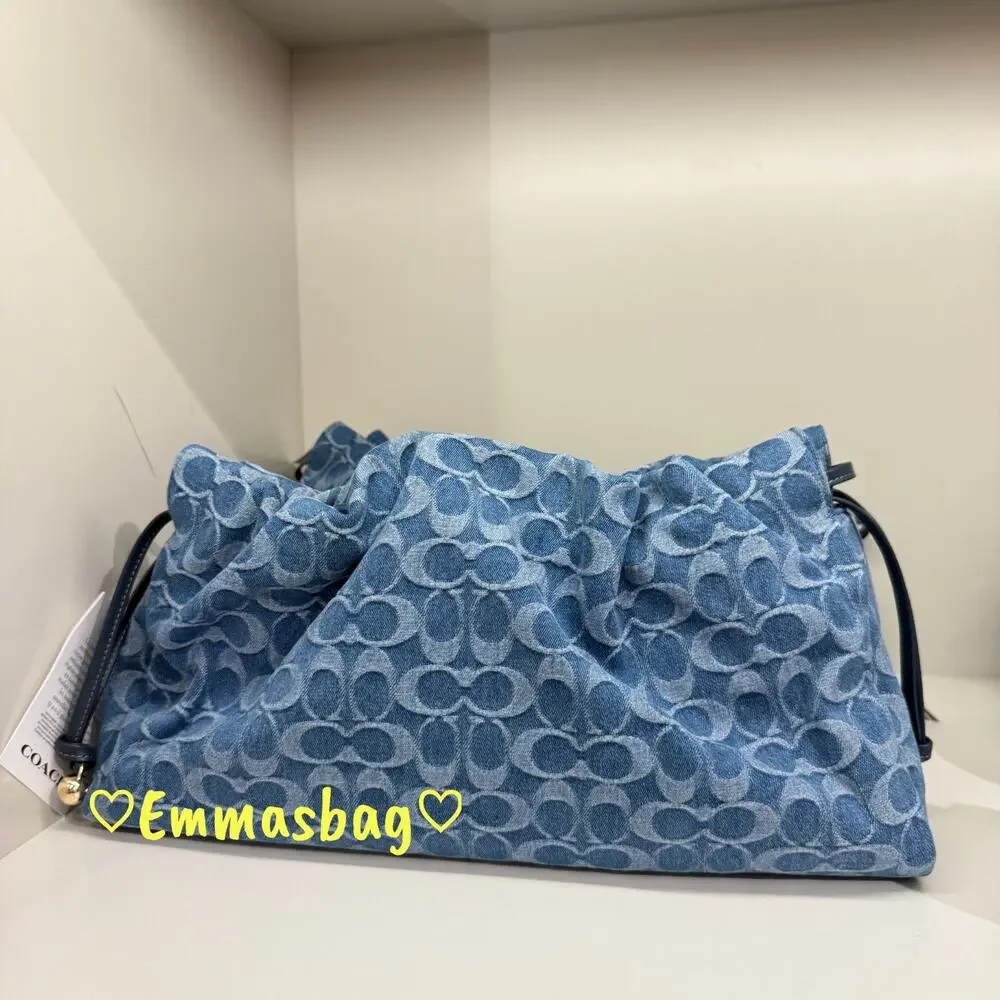 Coach Faye Large Shoulder Bag In Signature Denim CDB97 denim/Gold/Indigo - Picture 5 of 11